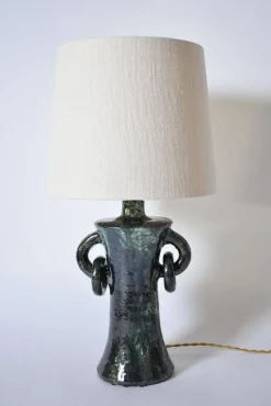 Discount Pamono Kasaï Blue and Green Handles Ceramic Lamp by Barracuda Interiors