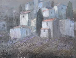 New Pamono Katarzyna Zwolinska, Town in the Fog, Mixed Media Painting, 2019