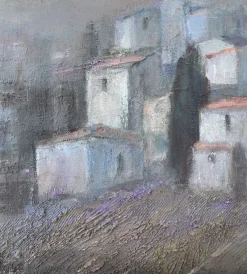 New Pamono Katarzyna Zwolinska, Town in the Fog, Mixed Media Painting, 2019