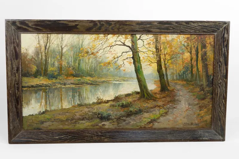 Clearance Pamono Kees Terlouw, Autumn Landscape, 1910, Canvas Painting, Framed