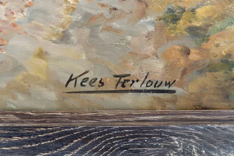 Clearance Pamono Kees Terlouw, Autumn Landscape, 1910, Canvas Painting, Framed