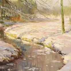 Discount Pamono Kees Terlouw, Landscape Under Woods with Snow, 1920s, Oil on Canvas, Framed