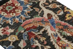 New Pamono Kerman Style Rug in Black with Vibrant Floral Patterns from R&K Principal Jahanshah Nazmiyal