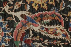 New Pamono Kerman Style Rug in Black with Vibrant Floral Patterns from R&K Principal Jahanshah Nazmiyal