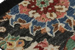New Pamono Kerman Style Rug in Black with Vibrant Floral Patterns from R&K Principal Jahanshah Nazmiyal