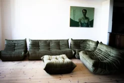 Outlet Pamono Khaki Velvet Living Room Set by Michel Ducaroy for Ligne Roset, 1970s, Set of 5