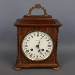 Pamono Kienzle Mechanical Table Clock in Wood and Brass, 1960s> Clocks