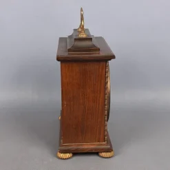 Pamono Kienzle Mechanical Table Clock in Wood and Brass, 1960s><noscript><img width=