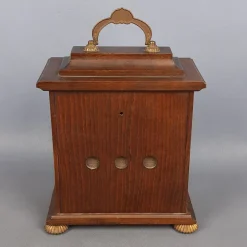 Pamono Kienzle Mechanical Table Clock in Wood and Brass, 1960s><noscript><img width=