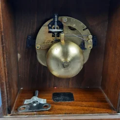 Pamono Kienzle Mechanical Table Clock in Wood and Brass, 1960s><noscript><img width=