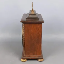 Pamono Kienzle Mechanical Table Clock in Wood and Brass, 1960s><noscript><img width=