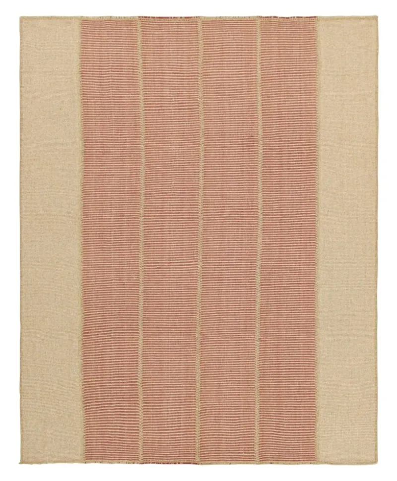 Pamono Kilim Rug in Beige and Red Textural Stripes from R&K Principal Jahanshah Nazmiyal> Carpets & Textiles|Carpets & Textiles