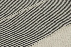 Hot Pamono Kilim with Black and Cream White Textural Stripes from R&K Principal Jahanshah Nazmiyal
