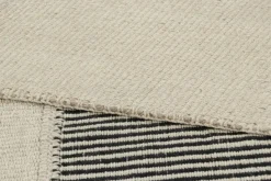 Hot Pamono Kilim with Black and Cream White Textural Stripes from R&K Principal Jahanshah Nazmiyal