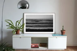 New Pamono Kind of Cyan, Black and White Seascape of Pacific Beach Horizon, 2021, Giclee Print