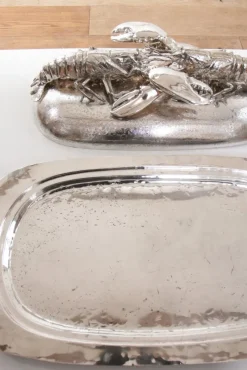 Pamono King Size Lobsters Dish in Silver-Plating by Franco Lapini, 1970s><noscript><img width=