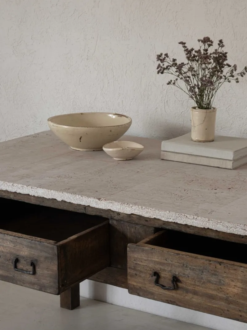 Pamono Kitchen Counter with Stone Top> Worktables & Workbenches