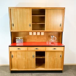 Pamono Kitchen Cupboard with Red Formica Top from Baumann Möbel, 1960s><noscript><img width=