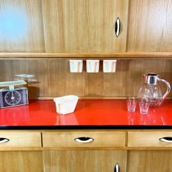 Pamono Kitchen Cupboard with Red Formica Top from Baumann Möbel, 1960s><noscript><img width=