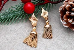 Pamono Knot-Shaped 18 Karat Gold Earrings with Articulated Pendants, Set of 2><noscript><img width=