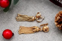 Pamono Knot-Shaped 18 Karat Gold Earrings with Articulated Pendants, Set of 2><noscript><img width=