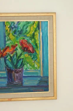 Pamono Knut Lindström, Fönster (Window), 1973, Oil on Canvas, Framed><noscript><img width=