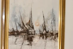 Clearance Pamono Kris Ewald, Boats, 1970s, Oil on Canvas, Framed