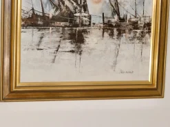 Clearance Pamono Kris Ewald, Boats, 1970s, Oil on Canvas, Framed