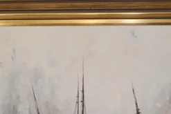 Clearance Pamono Kris Ewald, Boats, 1970s, Oil on Canvas, Framed