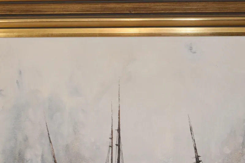 Clearance Pamono Kris Ewald, Boats, 1970s, Oil on Canvas, Framed
