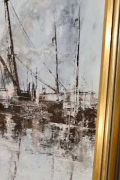 Clearance Pamono Kris Ewald, Boats, 1970s, Oil on Canvas, Framed
