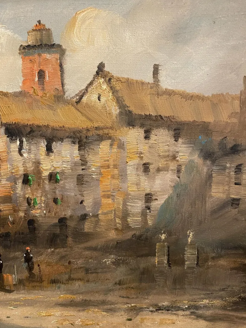 Pamono L. Cargnel, Village Scene, 20th Century, Oil Painting on Canvas> Painting
