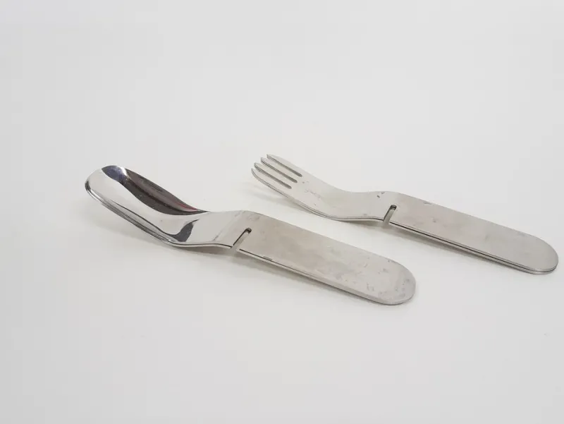 Pamono La Bomba Flatware in Stainless Steel by Helen von Boch and Federigo Fabbrini, Germany, 1970s, Set of 4> Cutlery & Serving Utensils