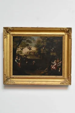 Pamono La Civetta, Pipe Hunting, Glue Hunting, Owl Hunting, 1700s, Oil on Canvas, Framed> Classical