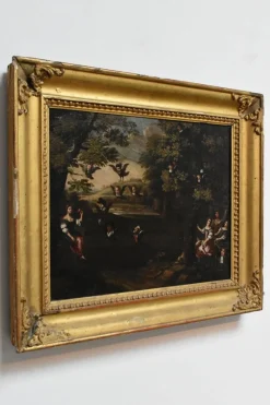 Pamono La Civetta, Pipe Hunting, Glue Hunting, Owl Hunting, 1700s, Oil on Canvas, Framed> Classical