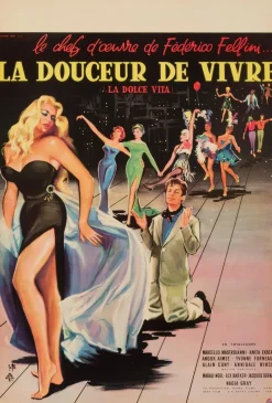 Online Pamono La Dolce Vita Original Vintage Movie Poster by Yves Thos, French, 1960