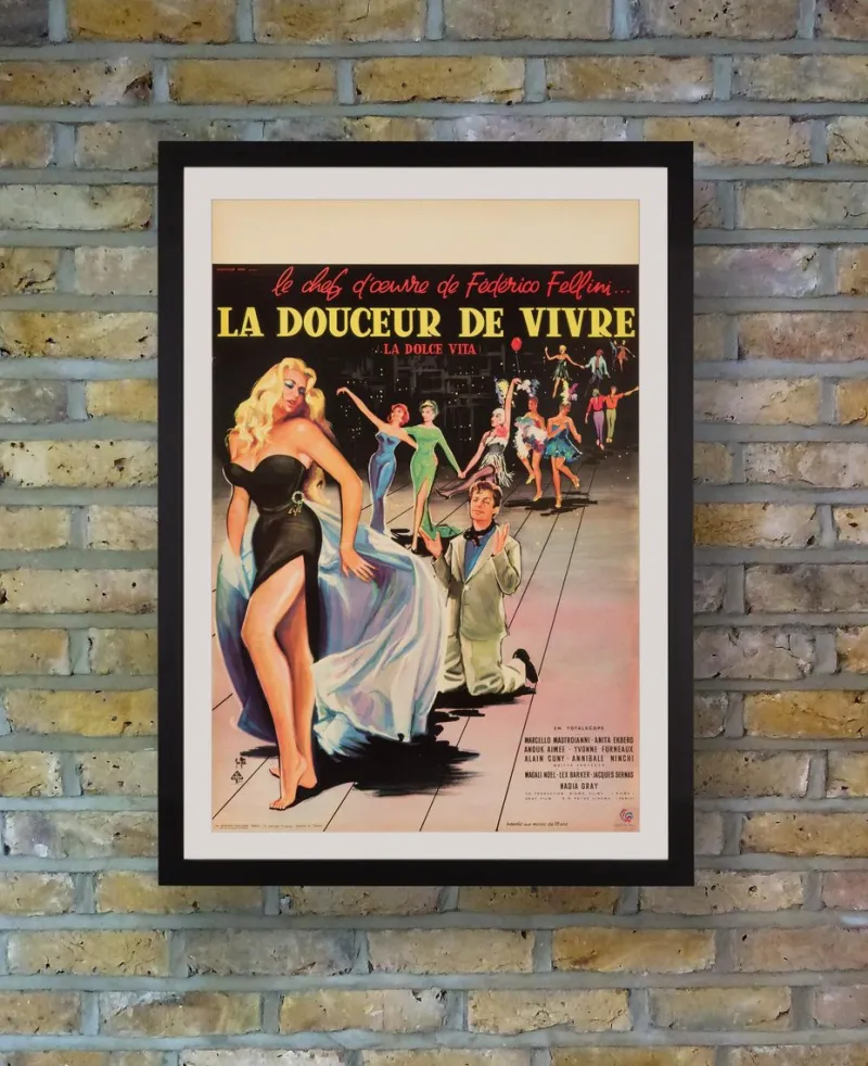 Online Pamono La Dolce Vita Original Vintage Movie Poster by Yves Thos, French, 1960