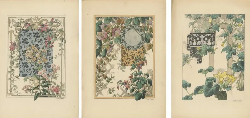 Best Pamono La Flore Décorative, 1896, Paper, Set of 3