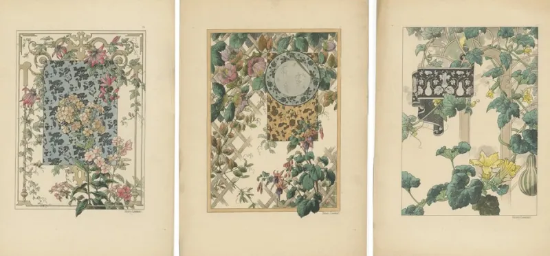 Best Pamono La Flore Décorative, 1896, Paper, Set of 3