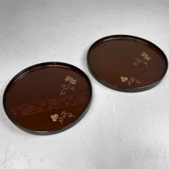 Hot Pamono Lacquer Urushi Wajima-Nuri Trays, Set of 2