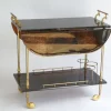 Pamono Lacquered Goatskin Bar Cart by Aldo Tura, 1960s
