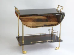 Pamono Lacquered Goatskin Bar Cart by Aldo Tura, 1960s