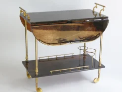 Pamono Lacquered Goatskin Bar Cart by Aldo Tura, 1960s