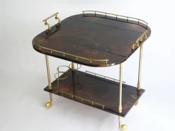 Pamono Lacquered Goatskin Bar Cart by Aldo Tura, 1960s