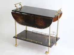 Pamono Lacquered Goatskin Bar Cart by Aldo Tura, 1960s