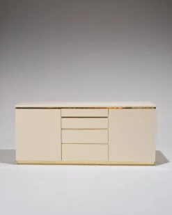 Pamono Lacquered Wood and Brass Sideboard, 1970s><noscript><img width=