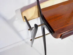 Pamono Lacquered Wood Dressing Table with Glass Top and Mirror, 1950s><noscript><img width=