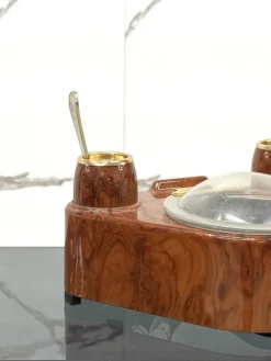Pamono Lady Sugar Sugar Bowl in Burl, 1970s><noscript><img width=