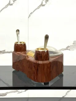 Pamono Lady Sugar Sugar Bowl in Burl, 1970s><noscript><img width=