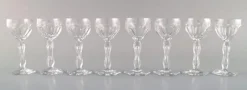 Pamono Lalaing Glasses in Mouth-Blown Crystal Glass from Val St. Lambert, Belgium, 1950s, Set of 8> Glassware
